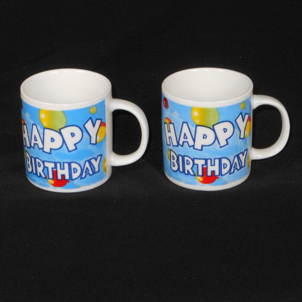 pair of cute Happy Birthday espresso cups